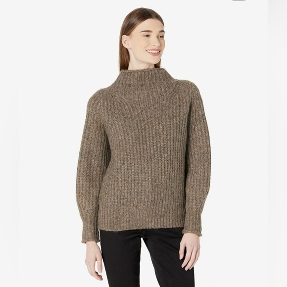 Madewell Loretto Mockneck Sweater Heather Otter Brown Size Small - Picture 1 of 14